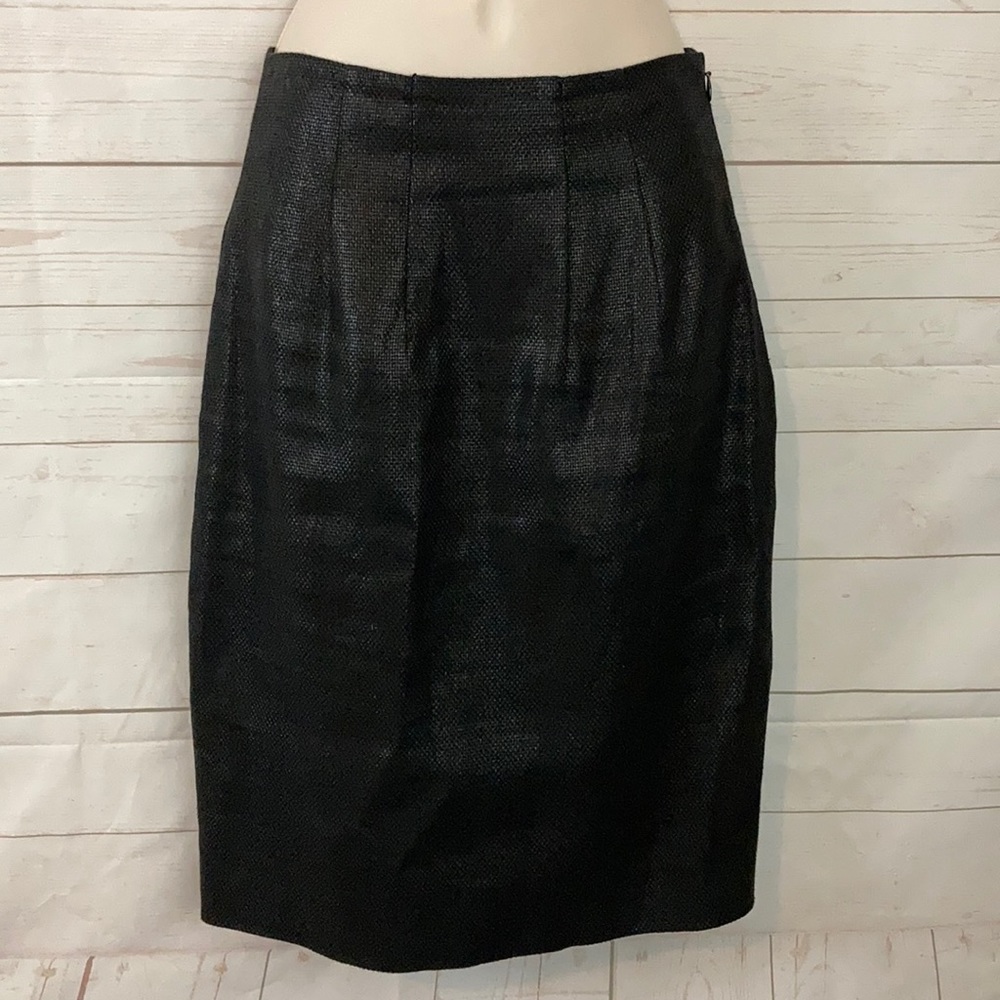 Ralph Lauren Purple Label Black Textured Pencil Skirt